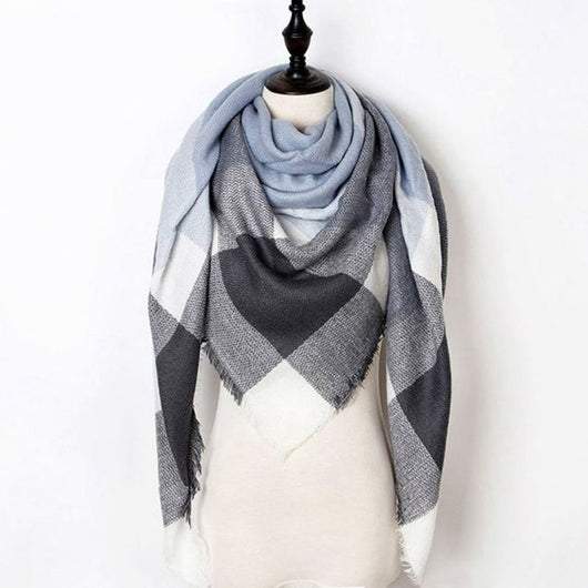 Bufanda Otoño Invierno Cashmira Sintética Doble Cara Cuadros Multicolor - Image 10
