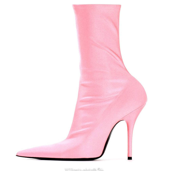 Botas Puntiagudas con Tacón Stiletto y Elástico Lateral para Mujer