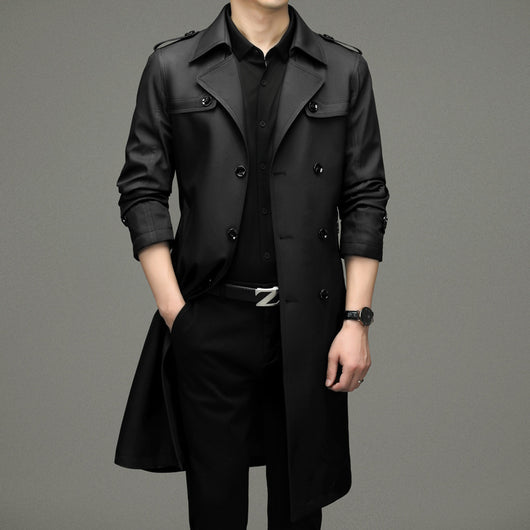 Gabardina Larga Cruzada para Hombre - Estilo Ejecutivo Casual - Image 6