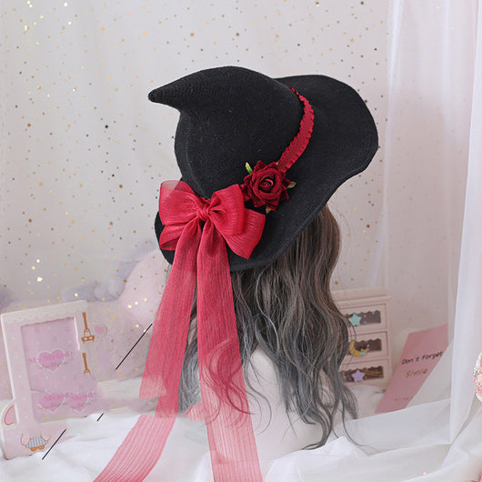 Sombrero de Bruja Gótico Lolita con Moño Rosa - Accesorio Cosplay y Fiesta - Image 10