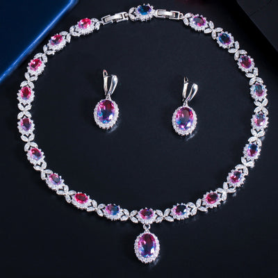 Conjunto de Aretes, Collar y Pulsera con Piedras de Zircón Degradado - Image 18