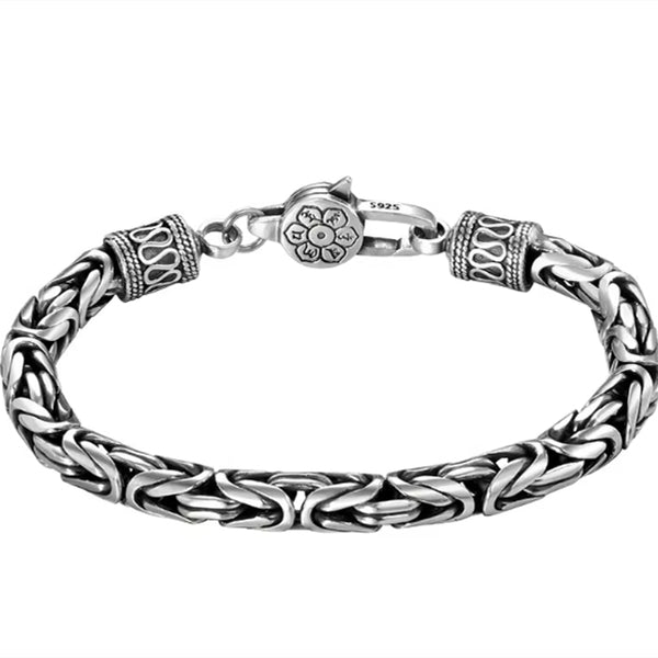 Pulsera de Plata Esterlina para Hombre con Patrón Vajra - Diseño Audaz y Moderno