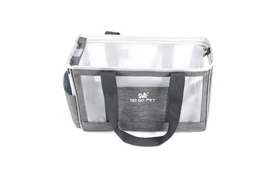 Navy blue portable pet carrier bag with mesh windows, top handles, and a side pocket for small dogs or cats. - Image 20