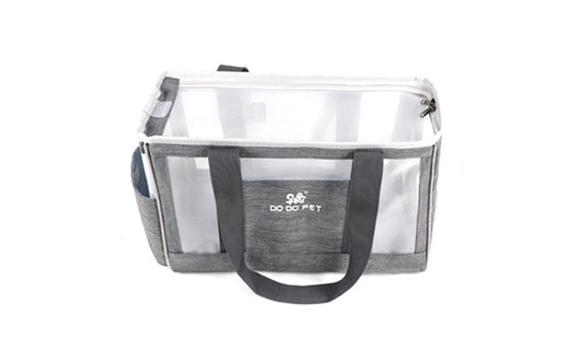 Navy blue portable pet carrier bag with mesh windows, top handles, and a side pocket for small dogs or cats. - Image 20