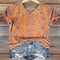 Playera Suelta de Cuello en V para Mujer con Estampado Digital 3D