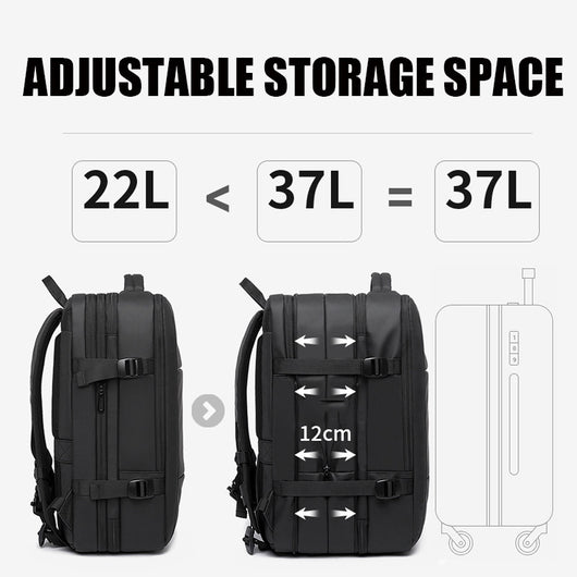 Mochila Ejecutiva Impermeable con Capacidad Expandible para Viajes de Negocios - Image 8
