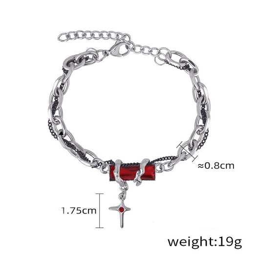 Pulsera de Diamante Negro con Estrella Bordada para Hombre - Image 4