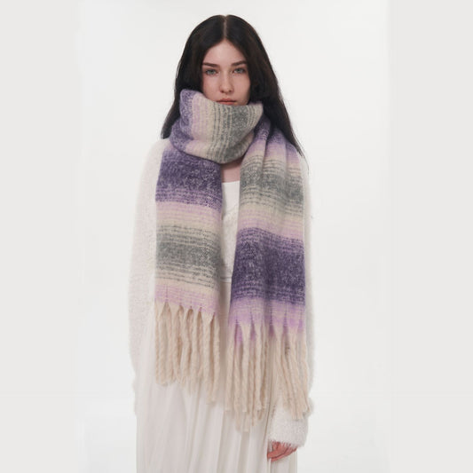 Abrigo Cuadros Cachemira Mujer Talla Grande Invierno - Image 2