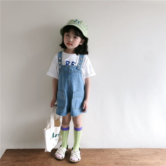 Pantalones Cortos Infantiles de Mezclilla con Tirantes - Image 19
