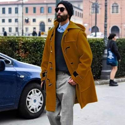 Abrigo Trinchera de Lana Retro con Botones Cuerno para Hombre - Image 2