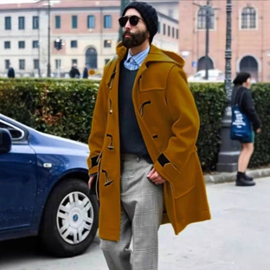 Abrigo Trinchera de Lana Retro con Botones Cuerno para Hombre - Image 2
