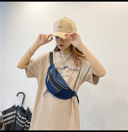 Bolsa de Pecho Denim Estilo Harajuku Japonés y Coreano - Image 9
