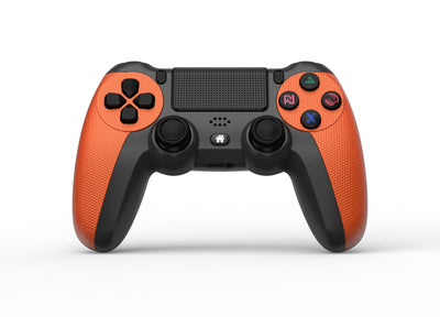 Wireless Bluetooth game controller in dark gray and bright yellow with textured grips, dual analog sticks, and a D-pad. - Image 8
