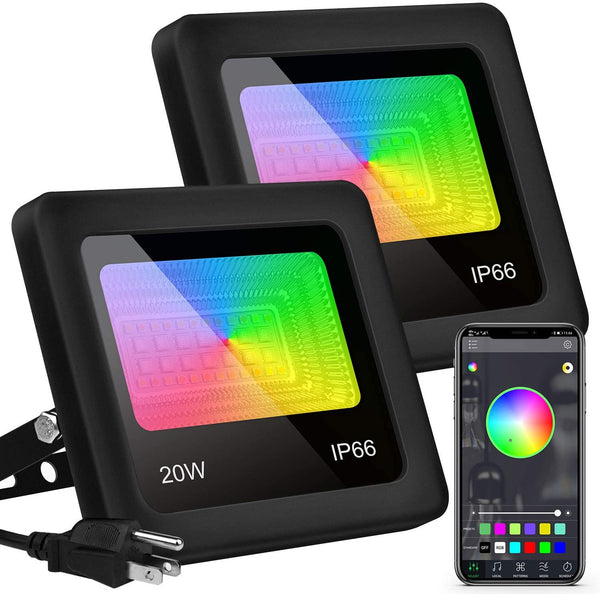 Foco LED RGB 20W Inteligente con Bluetooth, Control por Voz y Temporizador