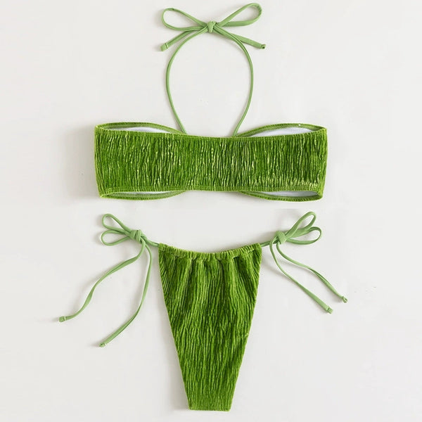 Traje de Baño Mujer con Cuello Halter y Abertura Lateral Elegante - Image 3
