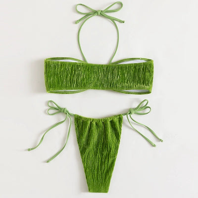 Traje de Baño Mujer con Cuello Halter y Abertura Lateral Elegante - Image 3