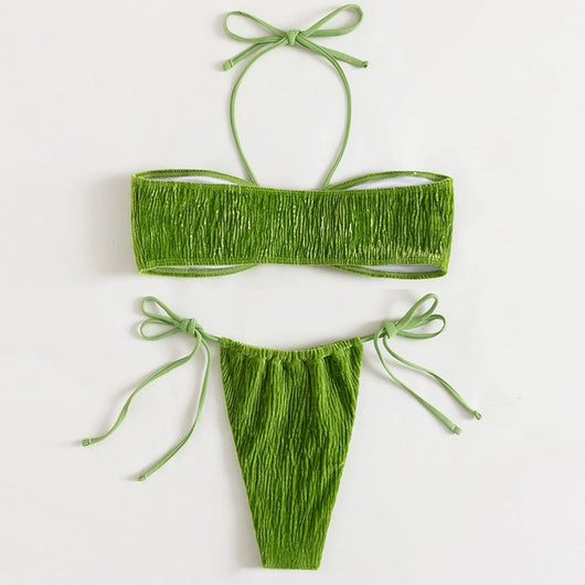 Traje de Baño Mujer con Cuello Halter y Abertura Lateral Elegante - Image 3