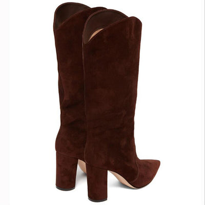 Botas Altas Hasta la Rodilla con Tacón Grueso y Punta Afilada - Tallas Grandes - Image 7