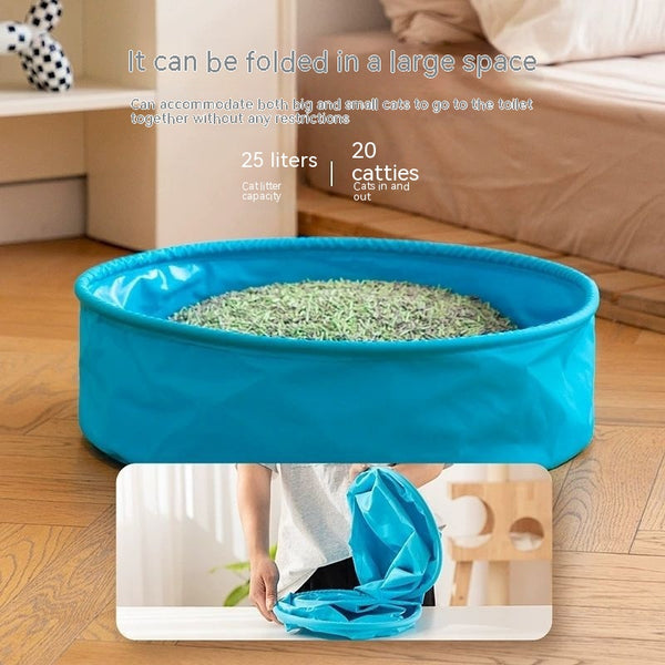 Arenero Portátil Plegable para Gatos - Diseño Semi-cerrado