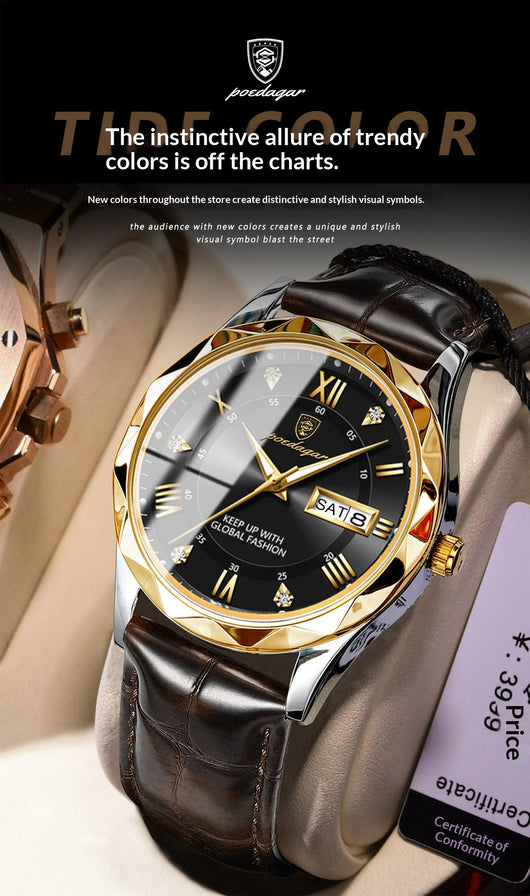 Reloj para Hombre con Correa de Cuero y Movimiento de Cuarzo - Image 16