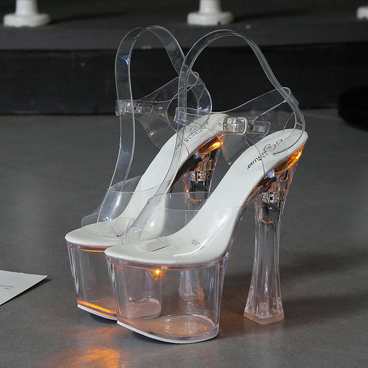 Sandalias de Tacón Alto Plataforma Cristal Transparente para Mujer - Image 2