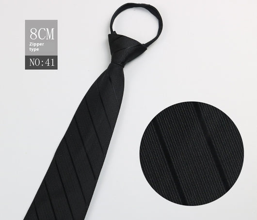 Corbata Negra Rayada Azul con Cierre Rápido - Corbata Ejecutiva Lazy Zip - Image 42