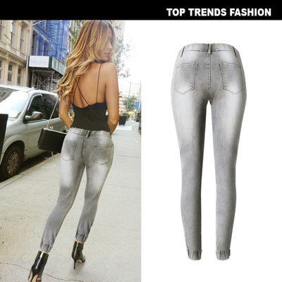 Pantalones Deportivos Elásticos Grises Talla Grande para Mujer - Image 9