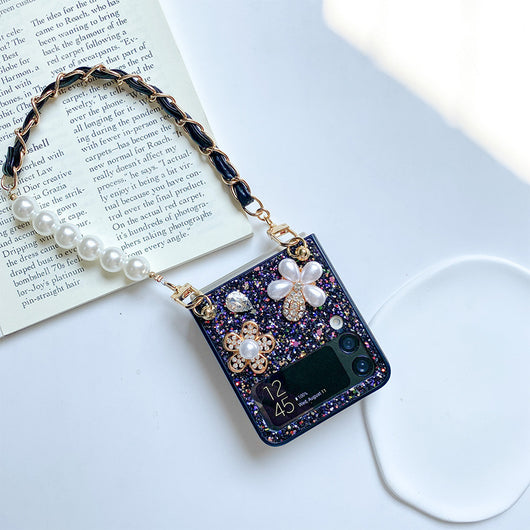 Funda Tipo Flip para Teléfono Plegable con Flores, Lentejuelas, Rhinestones y Perlas - Image 20