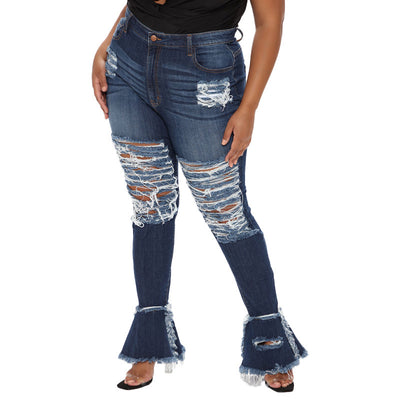 Pantalones Vaqueros Rotos Talla Grande Estilo Urbano para Mujer - Image 11