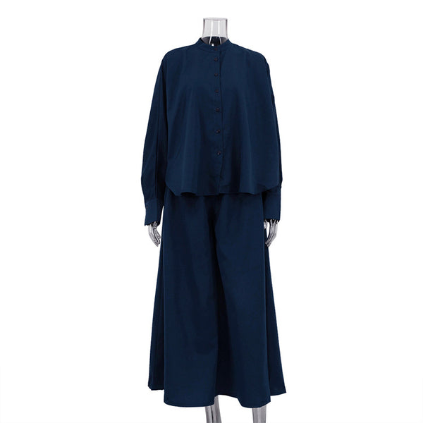 Conjunto de Dos Piezas: Camisa Suelta con Cuello Mao y Pantalón Ancho - Image 26