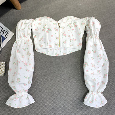 Blusa Floral de Hombro Descubierto con Mangas Abullonadas - Transición Otoñal - Image 14