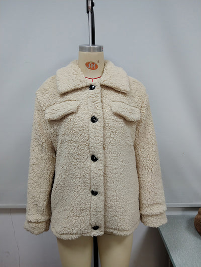 Abrigo Polar Corto con Solapa y Botones para Mujer - Image 16