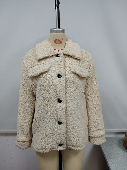Abrigo Polar Corto con Solapa y Botones para Mujer - Image 16
