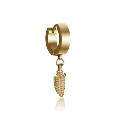 Arete de Acero Inoxidable con Diseño de Hoja para Hombre - Image 3
