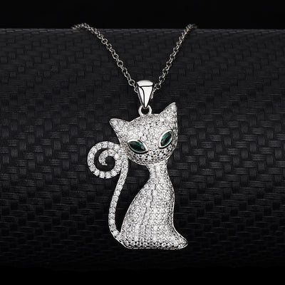 Collar Gato Ojos Verdes en Plata - Diseño Europeo - Image 8