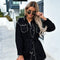 Chaqueta Denim Suelta Estilo Retro Urbano con Remaches para Mujer