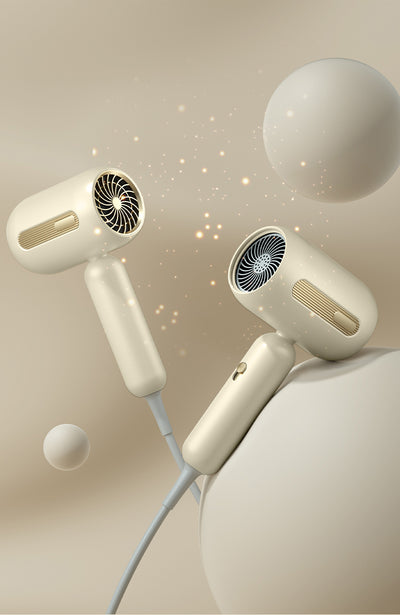 Beige 1200W hair dryer with a minimalist design, featuring a 360-degree rotating air collector nozzle and a US 110V plug. - Image 25