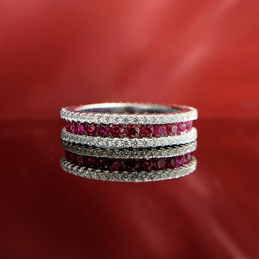 Anillo Redondo Plata con Incrustaciones Rojo - Image 6
