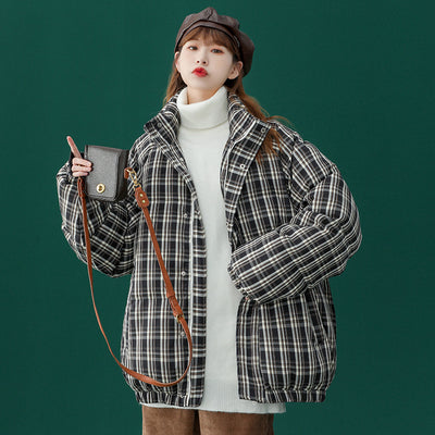 Abrigo Acolchado a Cuadros para Mujer - Chaqueta Corta Abrigadora - Image 3
