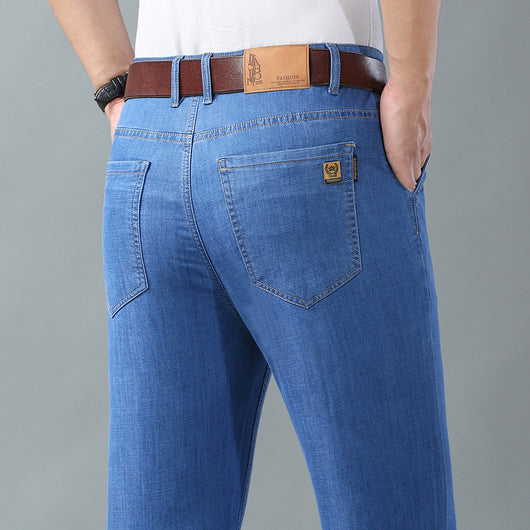 Pantalones Denim Hombre Primavera Verano Corte Recto Suelto Estilo Ejecutivo - Image 3