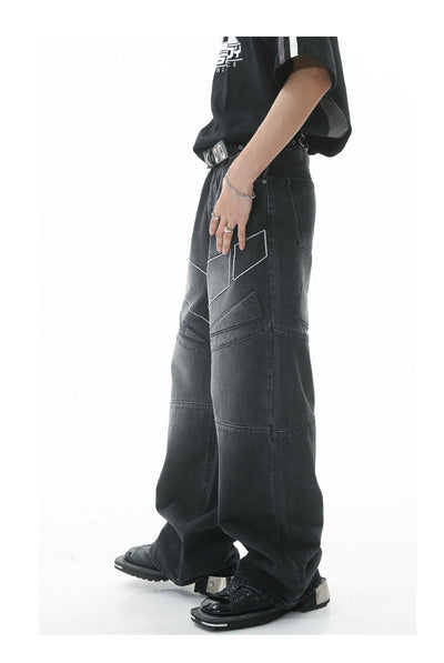 Pantalones Vaqueros Hip Hop Cintura Alta Pierna Ancha Oversize - Image 21