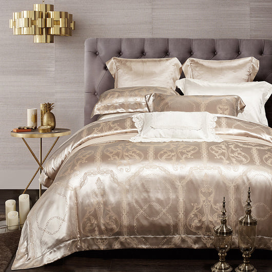 Juego de Cama Jacquard Seda Tencel de Cuatro Piezas - Image 12