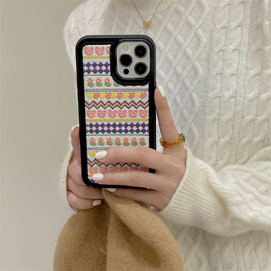 Funda para Celular con Flores Bordadas Coloridas