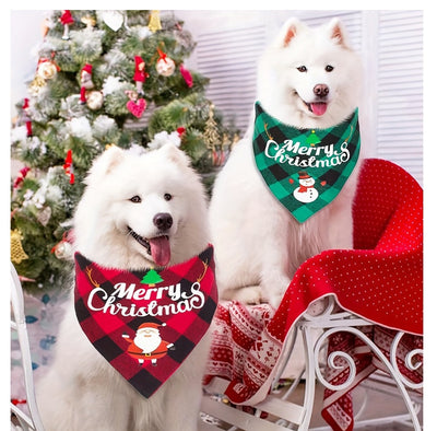 Pañuelo Triangular Navideño para Mascotas a Cuadros - Image 20