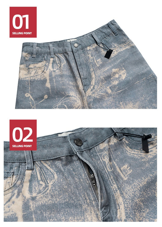 Jeans Rectos Lavados con Patrón Distressed en Tonos Neutros - Image 19