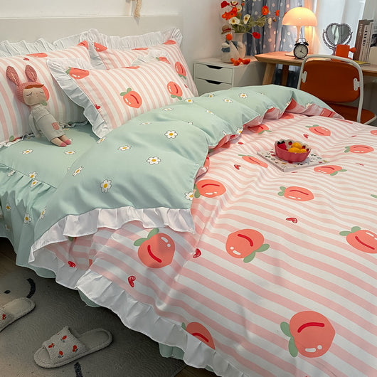 Juego de Cama Princesa 4 Piezas Estilo Coreano con Encaje - Image 7