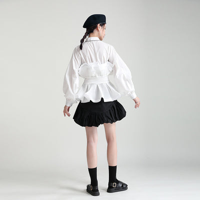 Blusa Mujer Cintura Fruncida Manga Linterna Ajuste Slim 3D - Image 6