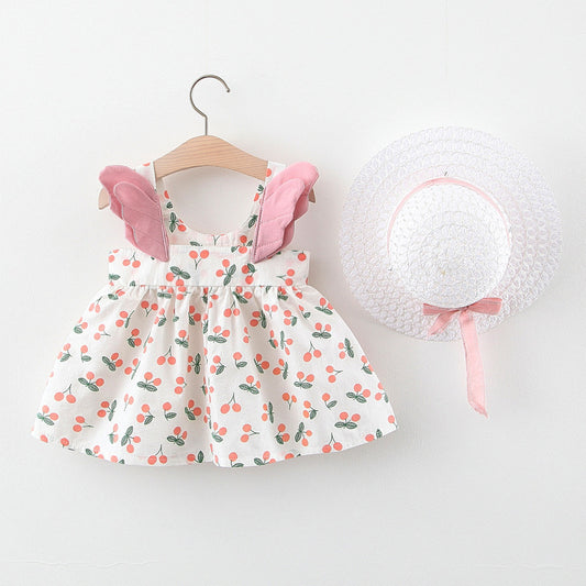 Vestido Chaleco Niña Sin Mangas Estampado Cereza