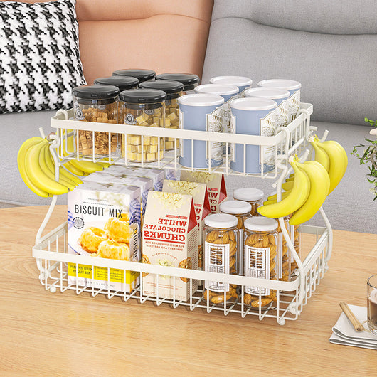 Canasta Organizadora de Dos Niveles para Frutas y Snacks