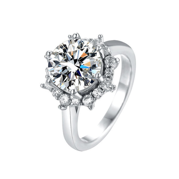 Anillo de Bodas Plata 925 Diseño Floral con Cristales de Alto Brillo - Image 5